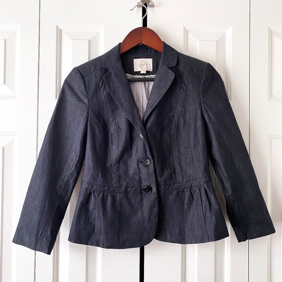 LOFT Jackets & Blazers - ❤Last Chance❤ LOFT Peplum Ruffle Chambray Blazer